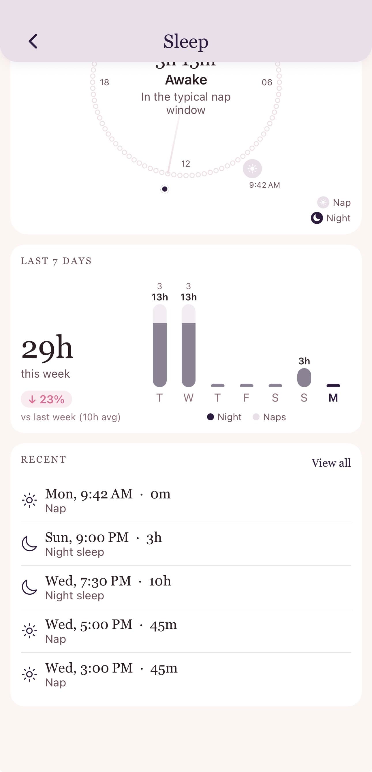 Sleep — Soft wake-window hints, never directives